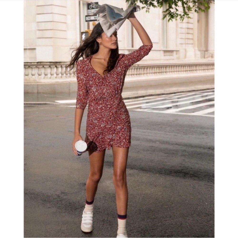 VERONICA BEARD Rosalia Vine Floral Mini Dress in Cranberry NWT Size 8